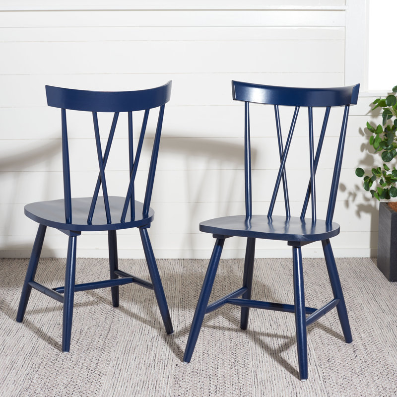 Porschia Cross Back Side Chair, Navy