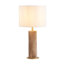 Lampe de table en bois massif H 20,7 po avec abat-jour tambour en lin Gaverne-2125104937