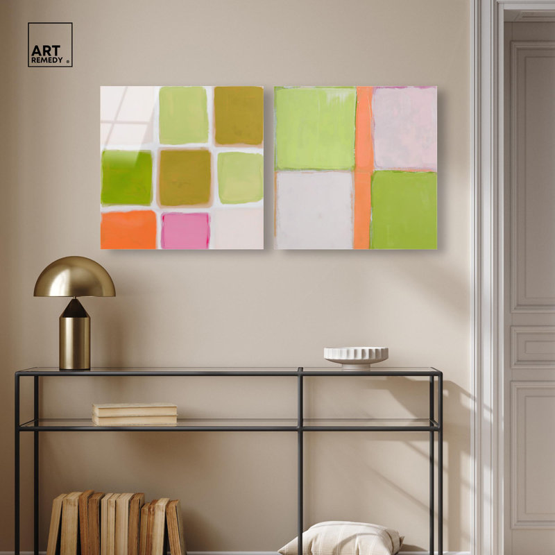 «Pastel Minimal Boho Art», ensemble de 2 panneaux par , H 20 po x l 40 po