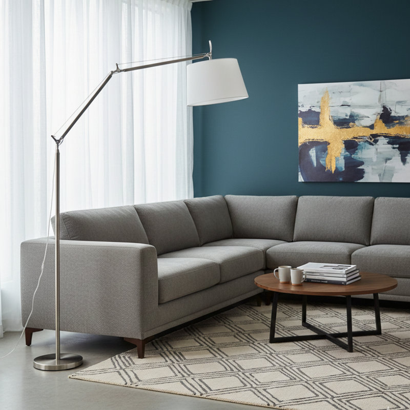 Transitional 1 Light Chrome With White Shade Floor Lamp