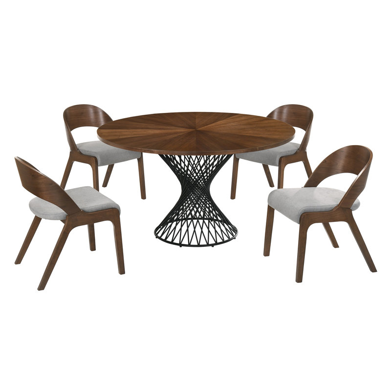 Schoonmaker 4 - Person Pedestal Dining Set, Walnut, Black