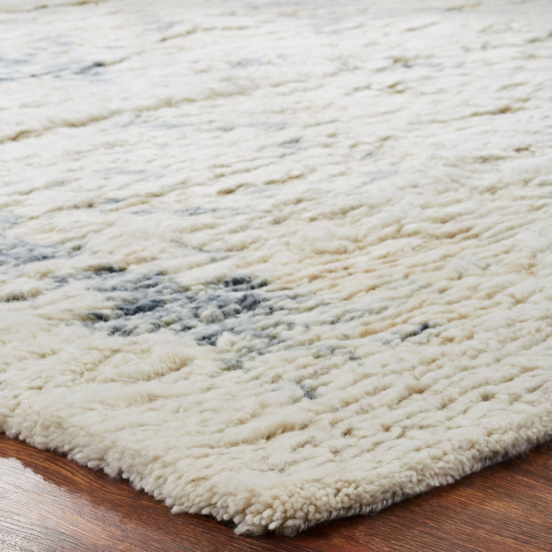 Dermando Hand Knotted Wool Abstract Area Rug, Rectangle 6' x 9'