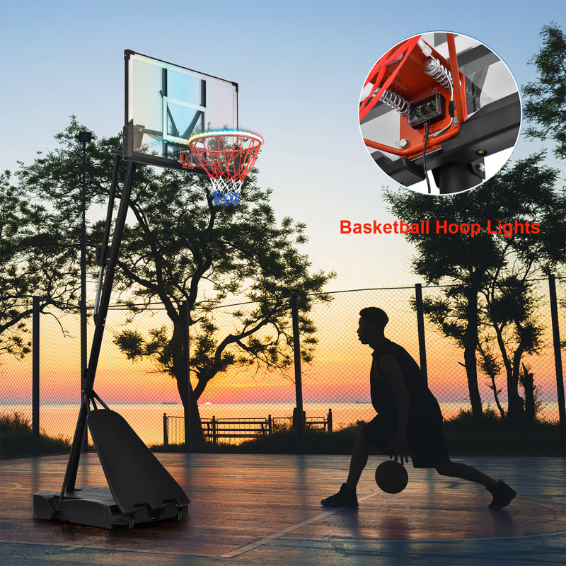 Cerceau de basketball portatif en acier de 44,1 po à hauteur ajustable (ballon non inclus)