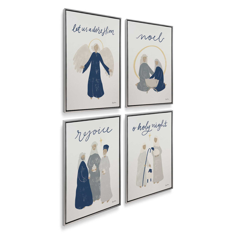 Bethlehem's Glow, ensemble de 4 impressions sur toile, H 13 po x l 36 po, Impression encadrée sans passe-partout, Chrome poli