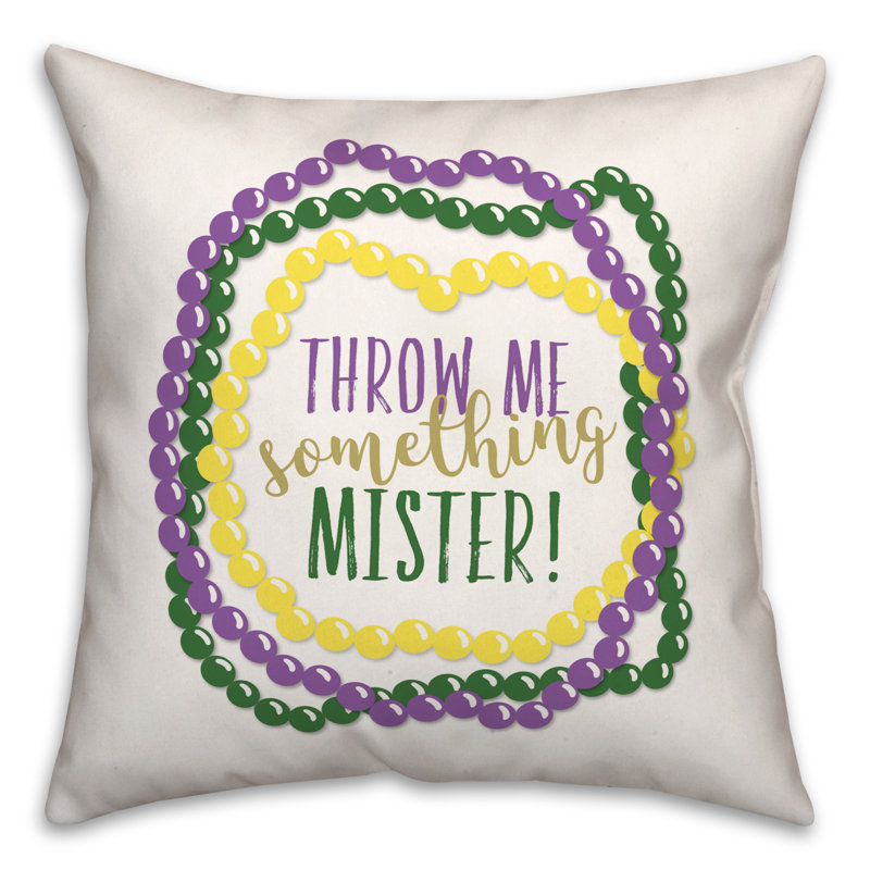  Coussin décoratif carré jaune / mauve / vert Throw Me