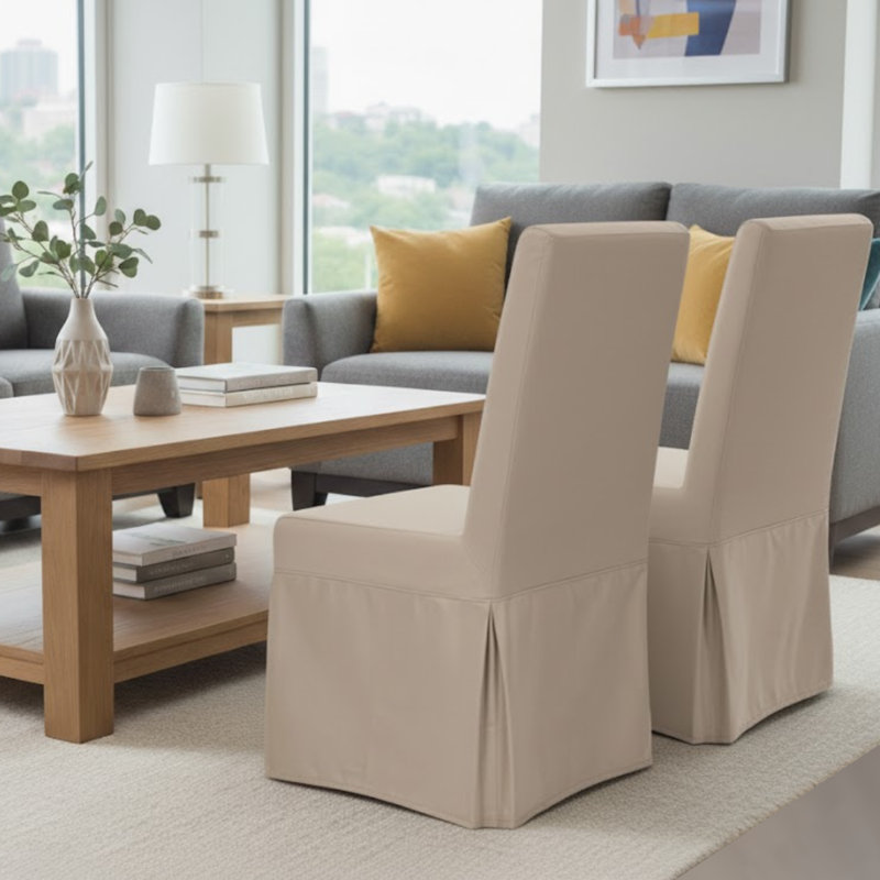 Élégante chaise de salle à manger Adrianna - Tissu beige ou gris avec plis et nœuds décoratifs, Lin beige