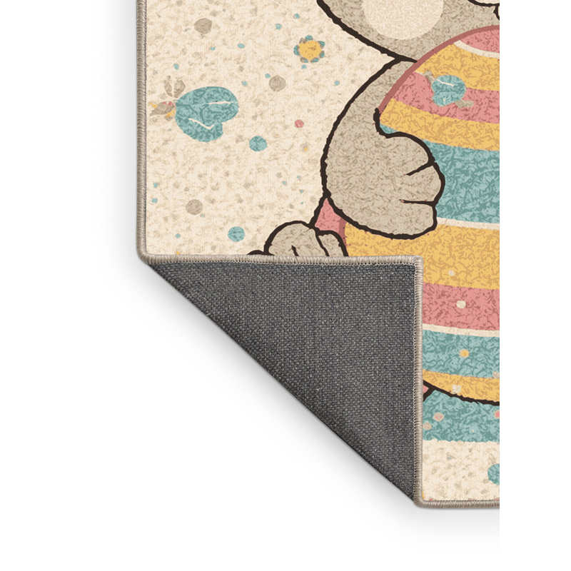 Tapis beige moelleux moelleux et moelleux à motif abstrait moderne et contemporain de Pâques Fehrenbach, 4 x 6
