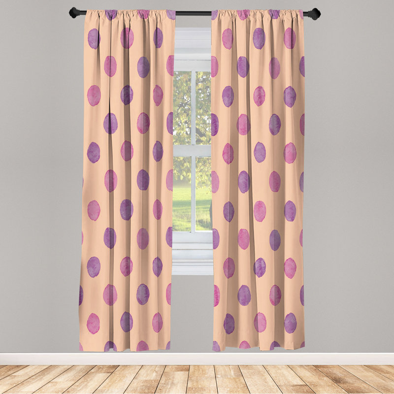 Microfiber Floral Semi-Sheer Rod Pocket Curtain Panels, 28" W x 95" L, Blue/Purple/Light Orange