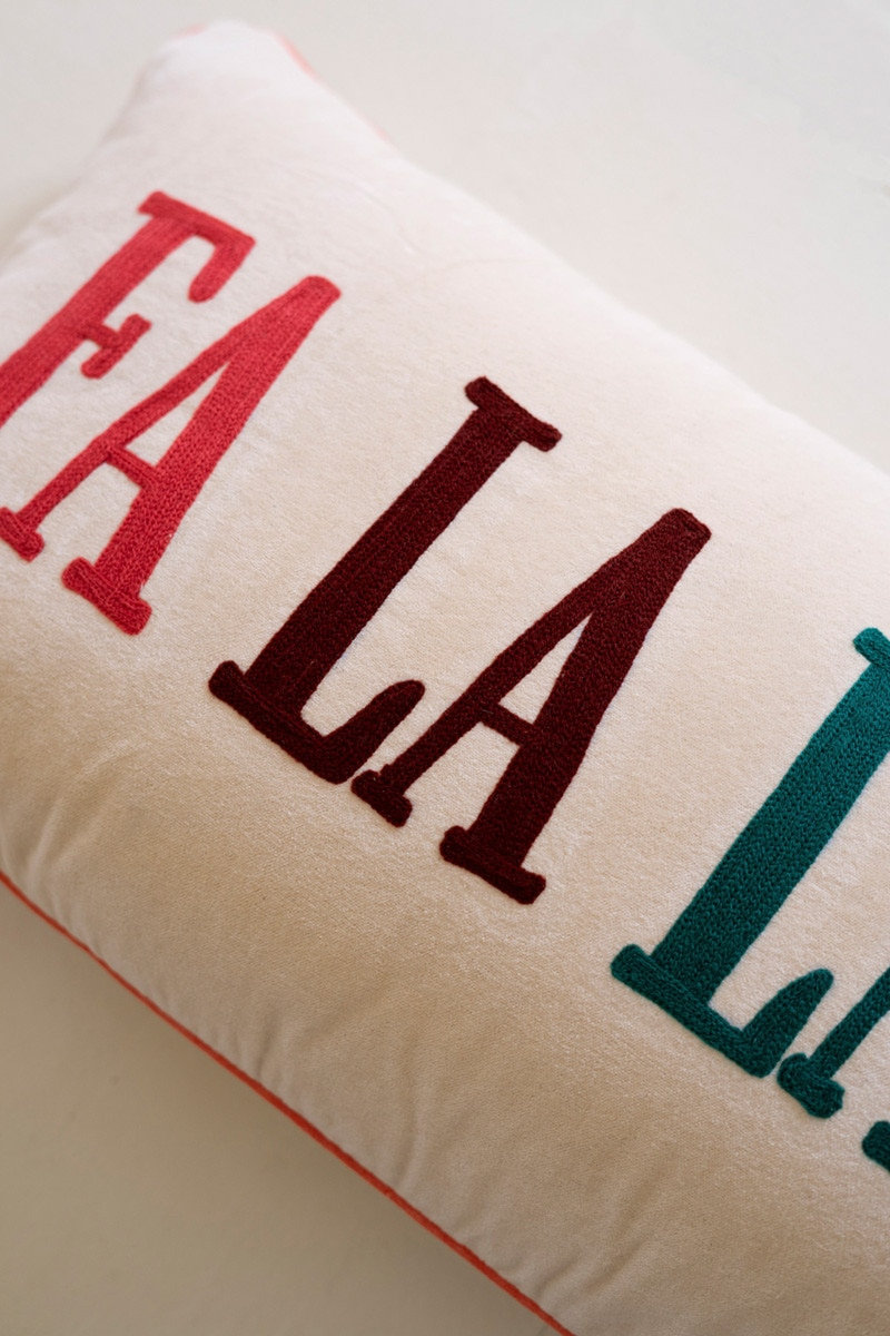 VELVET EMBROIDERY PILLOW - FALALALALA
