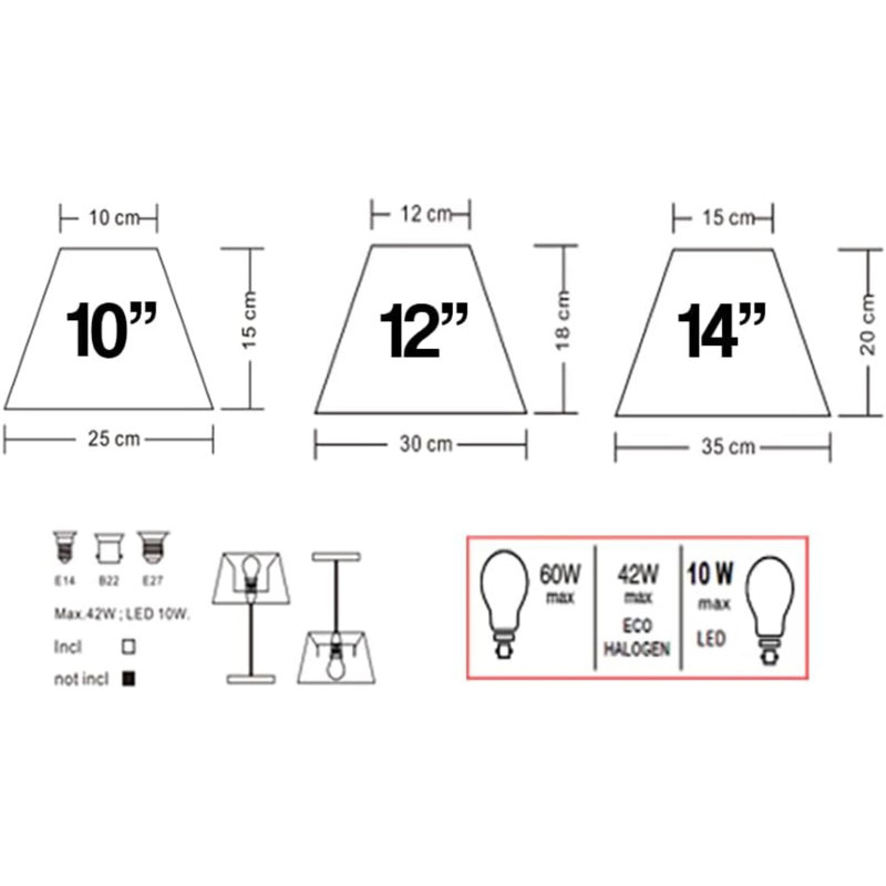 Linen Cone Lamp Shade ( Uno ), Cream, 15cm H x 25cm W x 25cm D