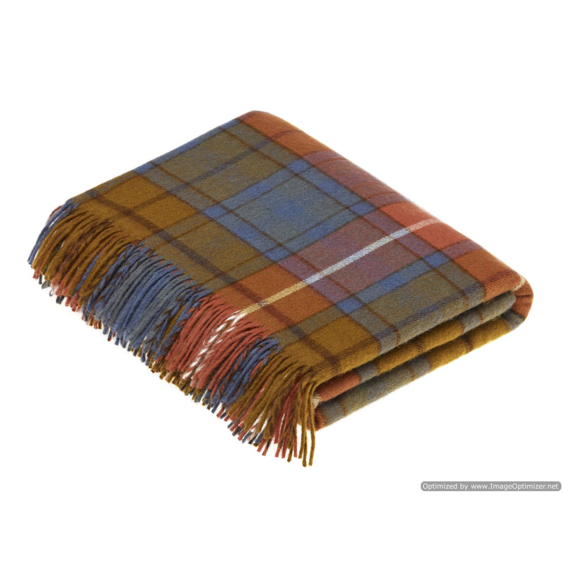 Antique Buchanan Tartan Merino Wool Throw Blanket