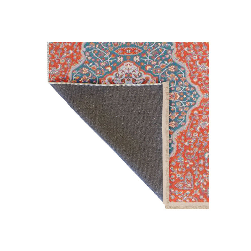 Tapis décoratif moderne à motif tissé bleu délavé à la machine, Sous-tapis rectangulaire 5 pi 1 po x 7 pi 7 po inc