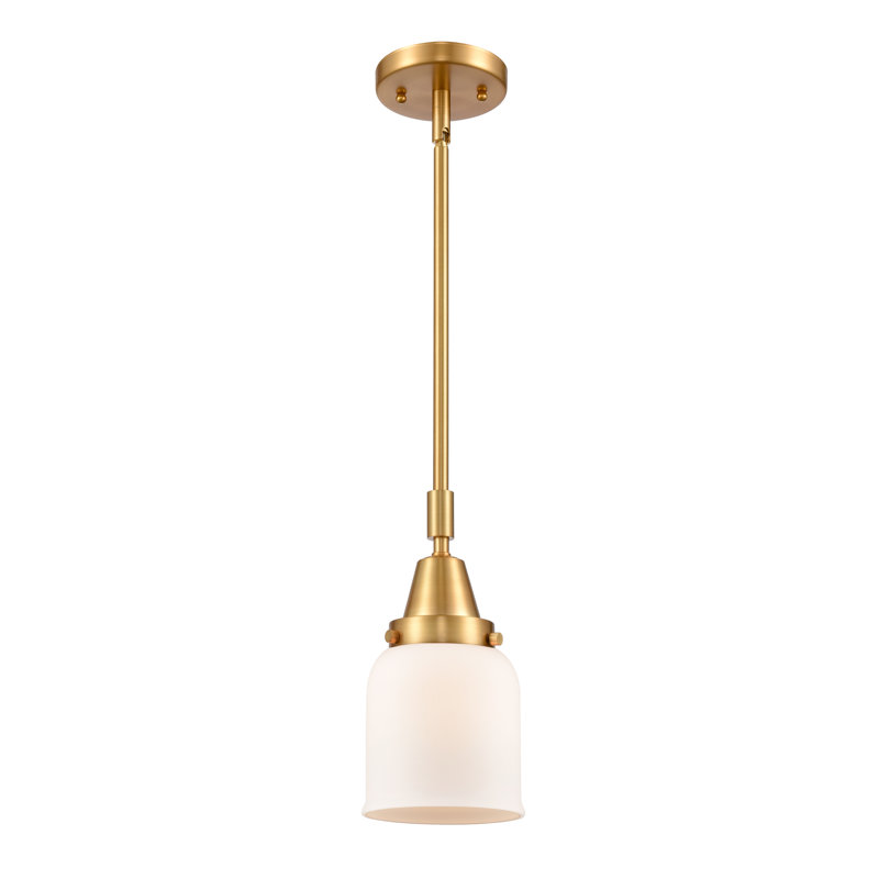 Luminaire suspendu 1 lumière à une cloche, Blanc mat, H 44,12 po x l 5 po x P 5 po, Or satiné