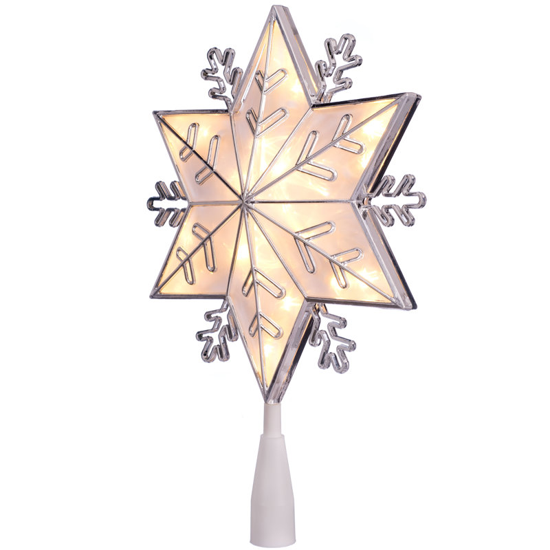 34 cm Astrology & Stars Lighted Shatterproof Tree Topper, Silver