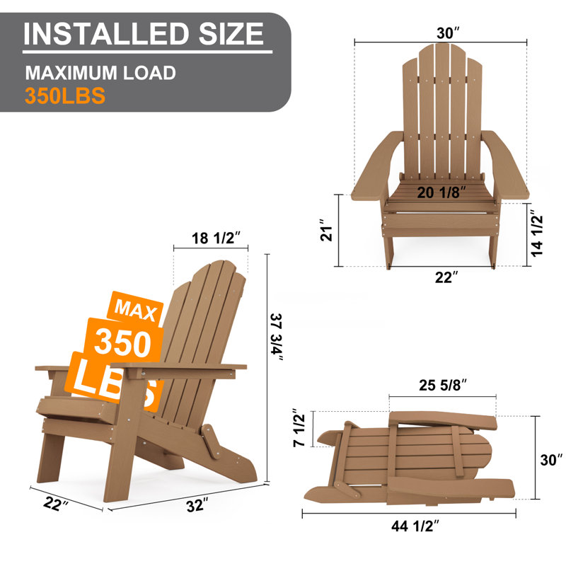 Suzzette Foldable Outdoor Adirondack Set, Brown