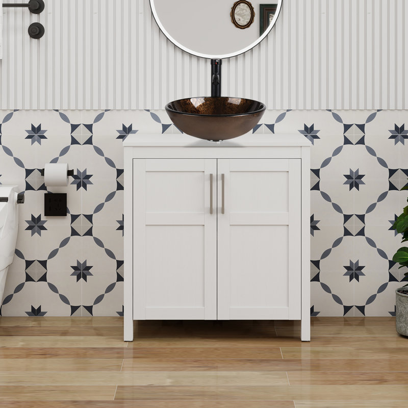 30" Free-Standing Modern Single Bathroom Vanity With Sink, White