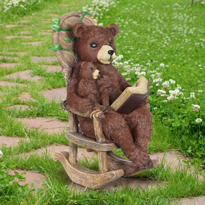 Exhart Solar Bear Reading a Storey in a Rocking Chair, 12 Inch