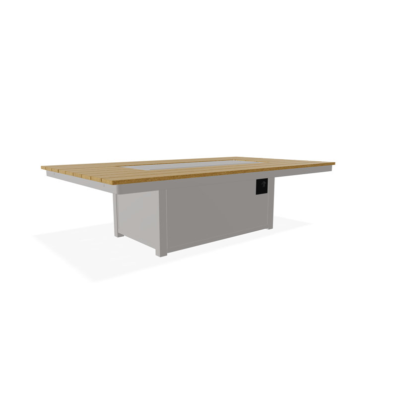 Table de feu 48 po x 84 po avec tablette au propane, Gris chaud / teck