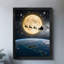 Reproduction d'art encadré noir rétro avec traîneau du père Noël contre la lune-1299524552