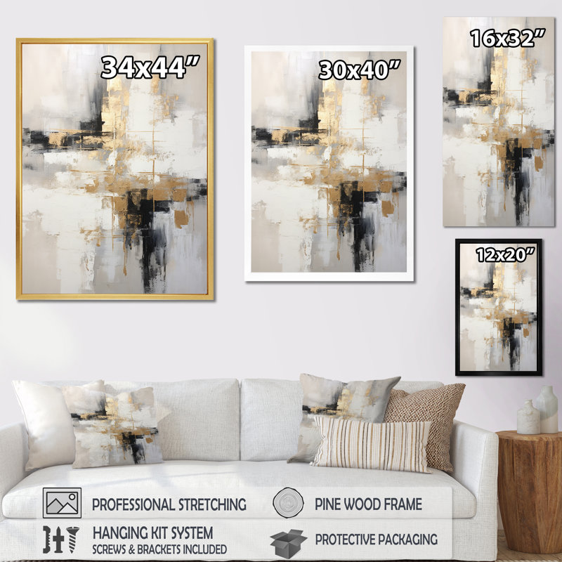 «Essential Bliss Minimalisme», peinture abstraite sur toile grise, H 40 po x l 30 po, Avec cadre, Noir