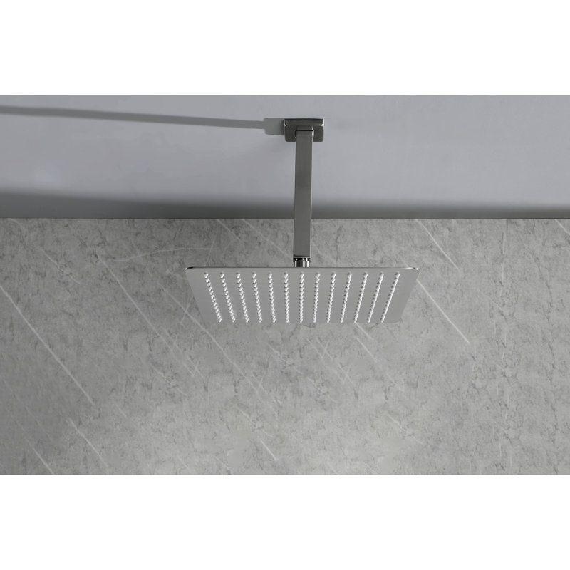 Water Saving Shower Head In Rainfall Style - Stainless Steel, Brushed Nickel, High , Self-cleaning, For All Kinds Of Standard Arms Rainfall, Works On
