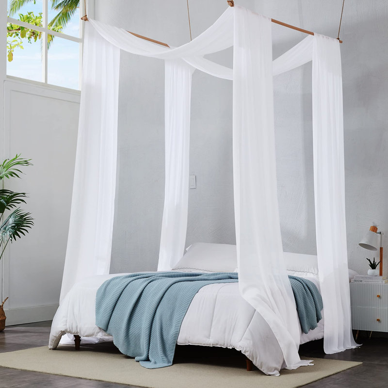 Paire de 2 rideaux à baldaquin en mousseline en 3 tailles. Rideaux à baldaquin doux pour un décor de chambre luxueux., Grand