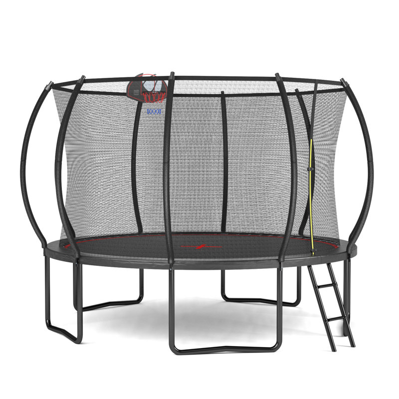 12Ft Trampoline Pumpkin- Ladder-Black Red
