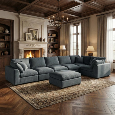 Canapé modulaire surdimensionné en chenille de 125 po avec repose-pieds mobile 125 po