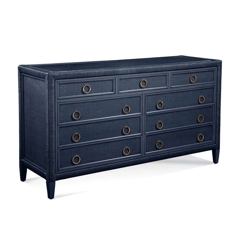 Warwick 64'' W 9 - Drawer Dresser, Navy, Satin Brass