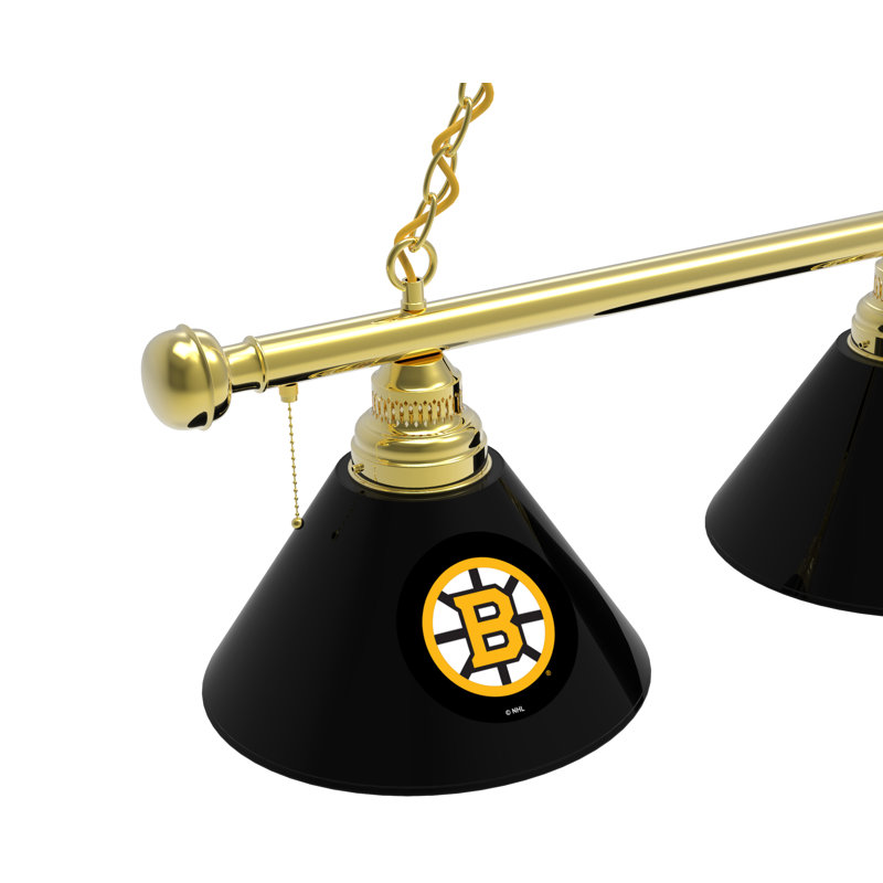 3 - Light Pool Table Lights Pendant, Brass, Boston Bruins