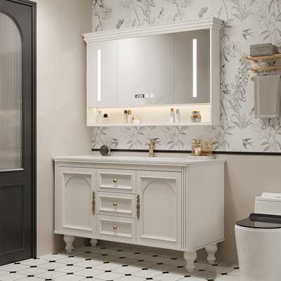 French cream style rock plate bathroom cabinet
