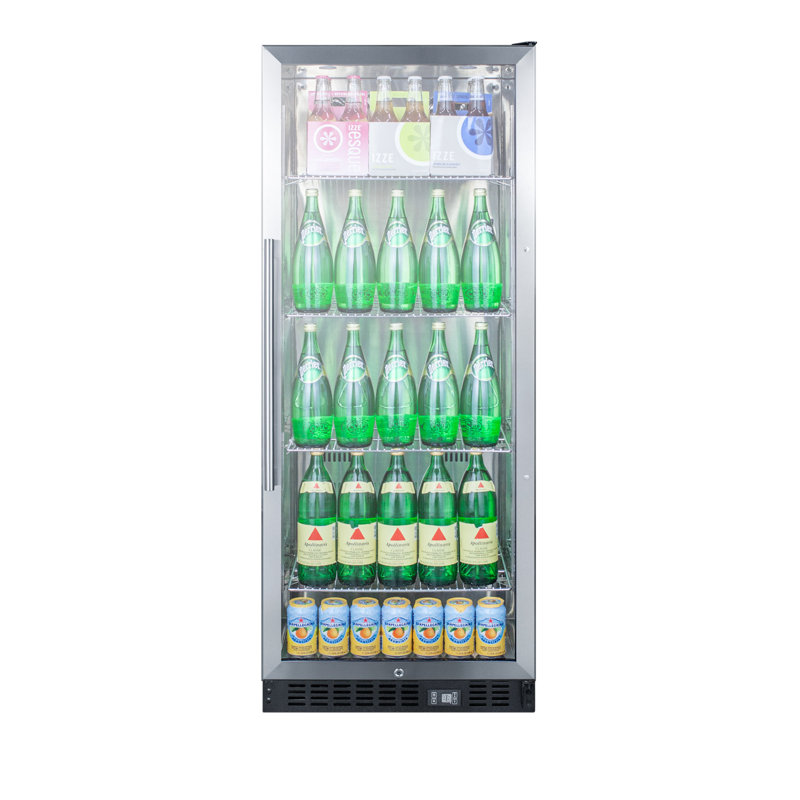 Summit Appliance 23.63'' W Freestanding 162 Cans (12 oz.) 11 Cubic Feet Beverage Cooler with Glass Door, Stainless Steel