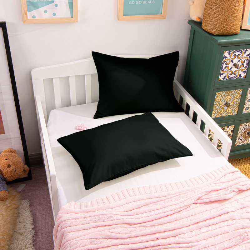 Standard Cotton Nursery Pillowcases - 500 Thread Count Travel-Friendly 13x18-Inch Envelope Closure Set?, Black