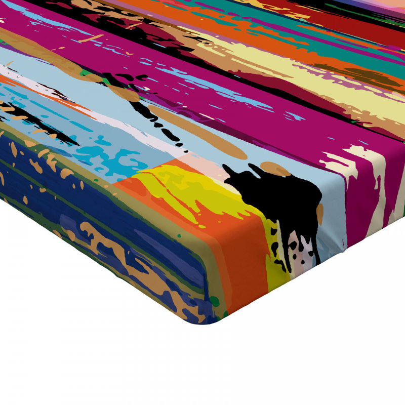 Microfiber Abstract Fitted Sheet, Twin Fitted Sheet