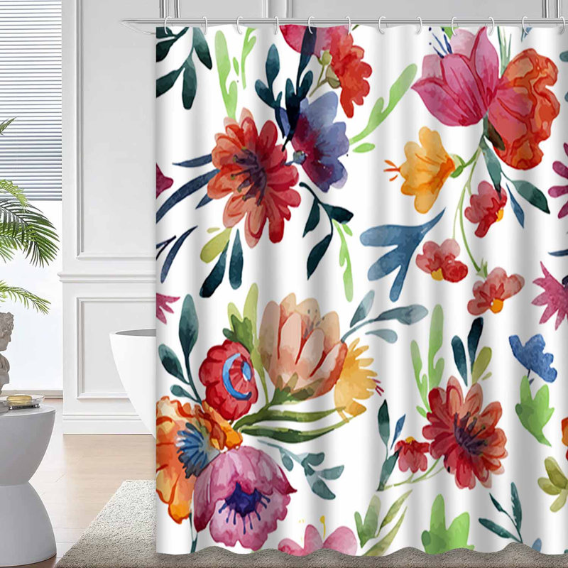 Rideau de douche avec 12 crochets, L 72 po x l 78 po