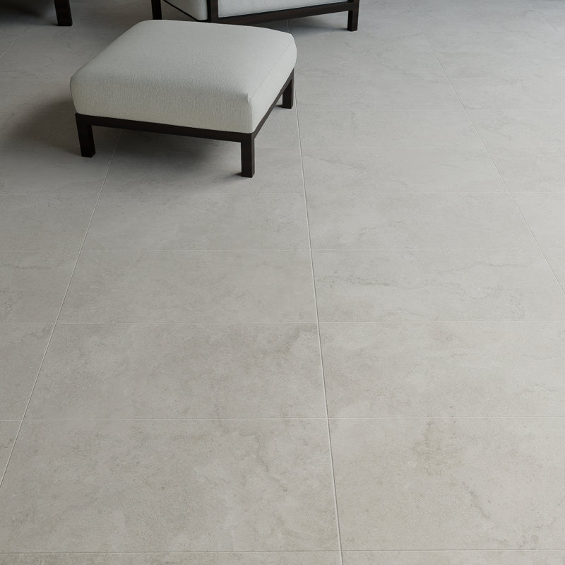 Carreau de porcelaine mat aspect béton 12 po x 24 po Nebula, Gris argenté