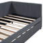 Lit de jour sans sommier avec couchette simple, tissu en lin (gris), tissu d'ameublement de taille compacte, propriété de lit solide, ressort, élément gris-601143411