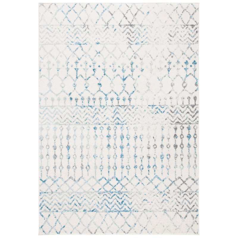 Tapis ivoire / turquoise Delarosa, Rectangle 10 pi x 13 pi