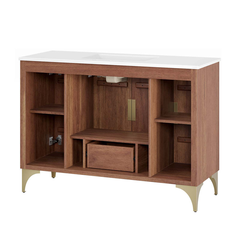 Daylight 48" Single Sink White Walnut Mango Wood Bathroom Vanity