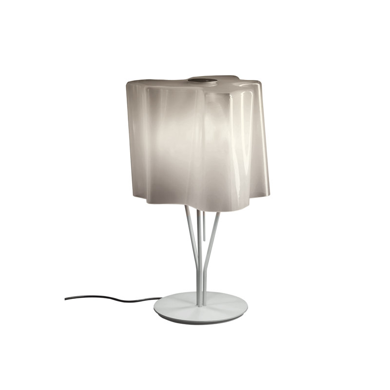 Logico 17'' Gray Hand-Blown Glass Table Lamp with Chrome Finish