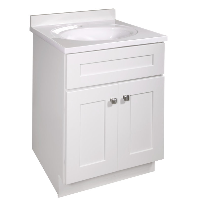Brookings 25 Inch Bathroom Vanity with Top, Ready to Assemble, Sherwin Williams White – Design House, 584888, White;White
