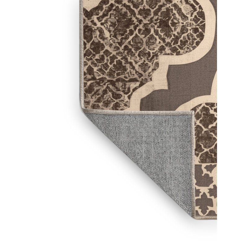 Tapis d'inspiration mondiale brun / beige lavable à la machine Penola, 7 x 9