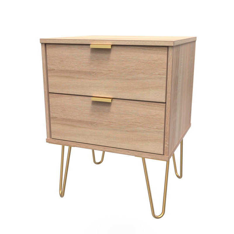 Turah 2 Drawer Bedside Cabinet (Ready Assembled), Bardolino Oak
