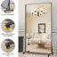 Miroir 67 po x 40 po noir avec cadre en métal, roulettes, miroir carré pour chambre à coucher et divers espaces