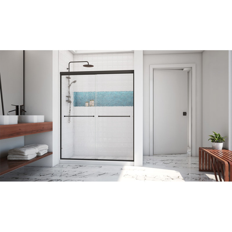 Leser 56" W x 62.38" H Frameless Shower Door, Anodized Oil Rubbed Bronze