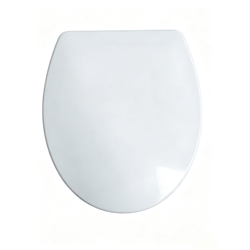 U-Shaped Slow Close Toilet Seat, White PP with Polished Chrome Hinges