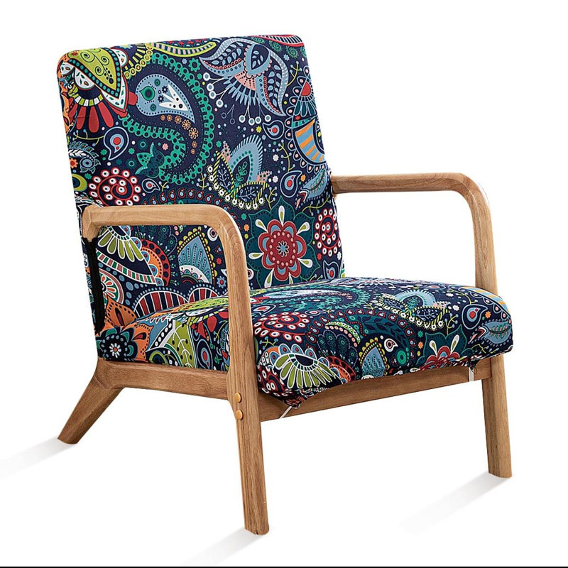 Housse de chaise de style Mid-Century moderne, housses de fauteuil extensibles avec accoudoirs, housses de fauteuil de lecture imprimées lavables, (fleur)