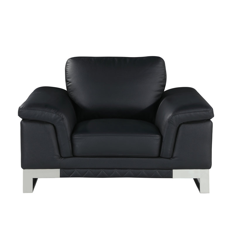 Chaise en cuir italien à grain supérieur, Noir