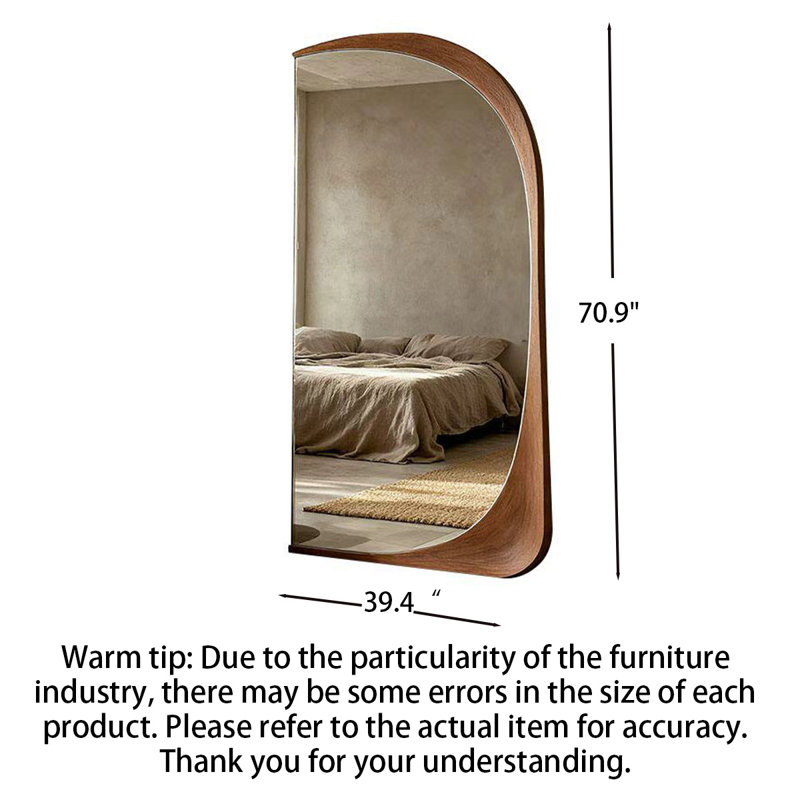 Miroir pleine longueur haute définition en bois de style médiéval, 70.87" H x 39.37" W