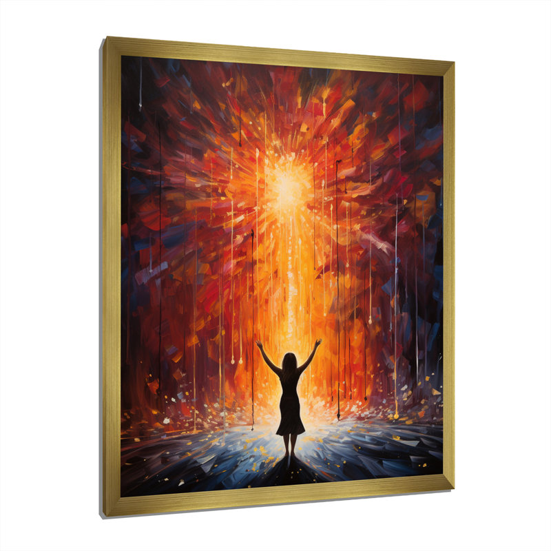 Orange, yoga noir en mouvement, Or, H 20 po x l 12 po x P 1 po